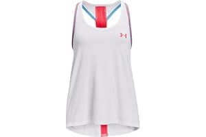 Under Armour Girls' Standard Knockout Tank Top, (101) White/Tonic/Pink Shock, Youth Large
