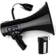 Loudmore 50 Watt Megaphone Bullhorn with Detachable Microphone, 240s Recording and Siren - Perfect for Indoor/Outdoor Sporting Events and Crowd Control