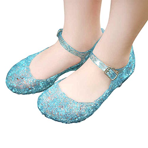 URAQT Girl Child Fancy Shoes Princess Queen Elsa Blue Cute - Thumbnail 6