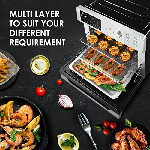Dxmocos 30L Air Fryer Toaster Oven, Stainless Steel Air Fryer Rotisserie Combo, 21 in 1 Countertop Ovens, Innovative 360 ° Air Frying Technology, Large Air Fryers Oven