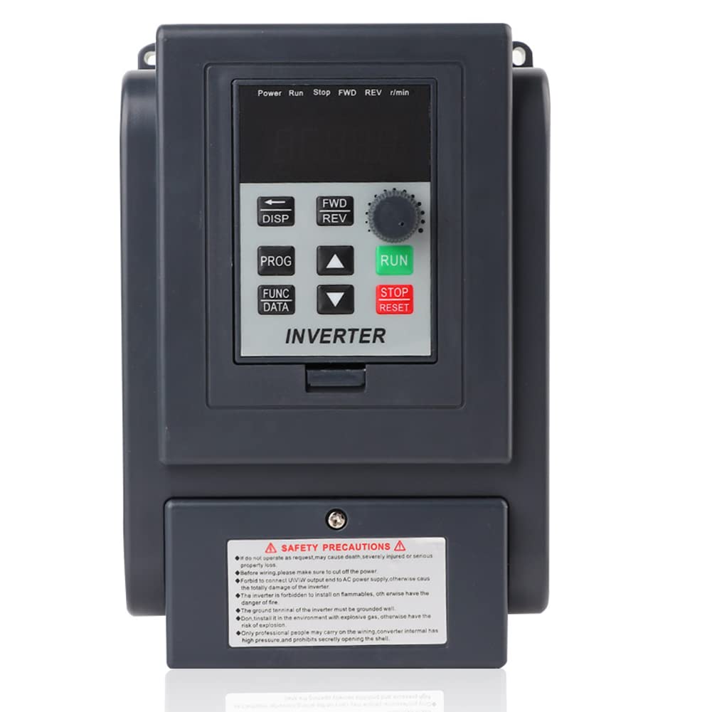 Inverter, 1-Phase 220V Input 3-Phase 380V Output 1.5KW VFD Variable Frequency Inverter Frequency Converter Speed Controller PWM Control 400Hz