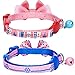 Blueberry Pet Pack of 2 Cat Collars, Girl Power Bahamas Sailor Adjustable Breakaway Cat Collar with Bow Tie & Bell, Neck 9