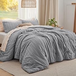 Bedsure Boho Comforter Set Full - Grey Tufted