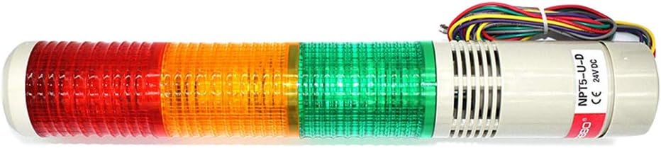 Signal Light Column LED Alarm Round Tower Light Indicator Steady on Light Warning Light Buzzer Red Green Yellow DC 24V
