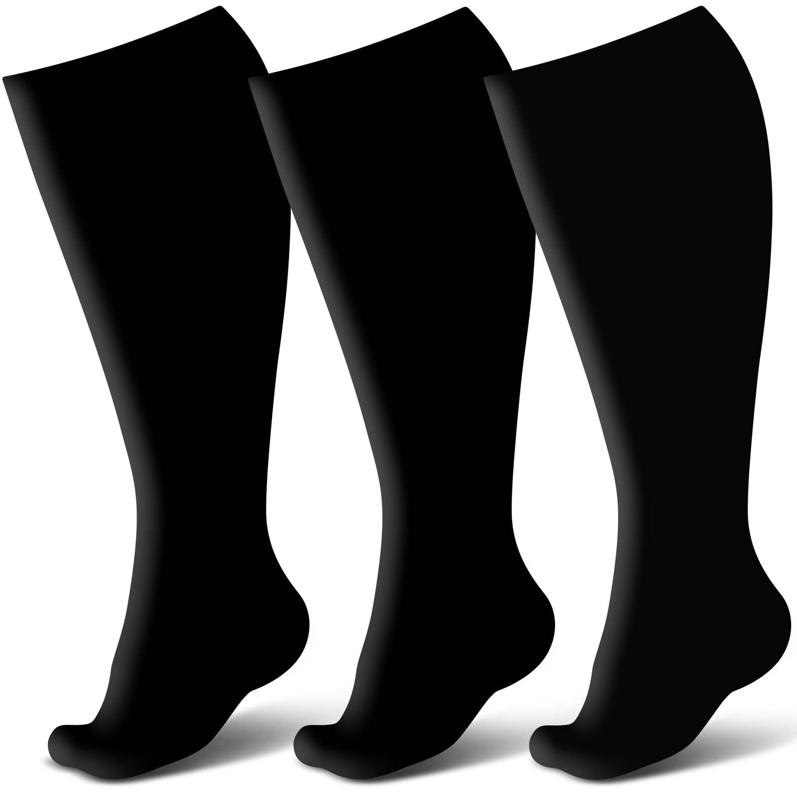 Photo 1 of JYUYNY Plus Size Compression Socks for Women Men 3 Pairs Wide Calf Knee High Support for Circulatio for Nurses, Pregnancy