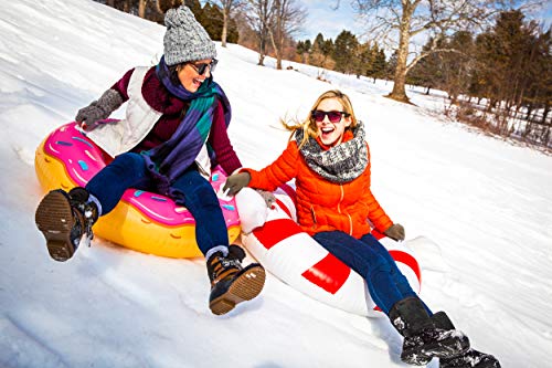 BigMouth Inc. Donut Snow Tube - 3 ft. Wide Inflatable Snow Tube with Easy Grip Handles, Made of Durable Vinyl with Welded Seams - Makes a Great Gift