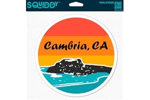 Squiddy Cambria California Surf Ocean Beach Round - Vinyl Sticker for Car, Laptop, Notebook (4" Wide)