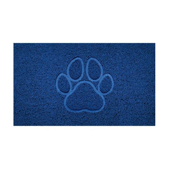 Nicoman Embossed Spaghetti Door Mat Dirt-Trapper Jet-Washable Doormat 70x43cm (Blue, PAW Shape) - Use Indoor or Sheltered Outdoor
