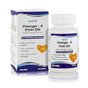 Healthvit Omega 3 Fish Oil Double Strength (EPA & DHA) 1000mg 60 Softgels for Healthy Heart, Joints & Body