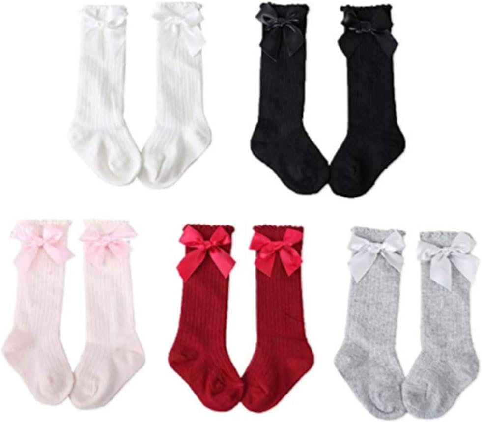 Baby Toddler Girls Knee High Socks Stockings 0-6 Years Pack of 5