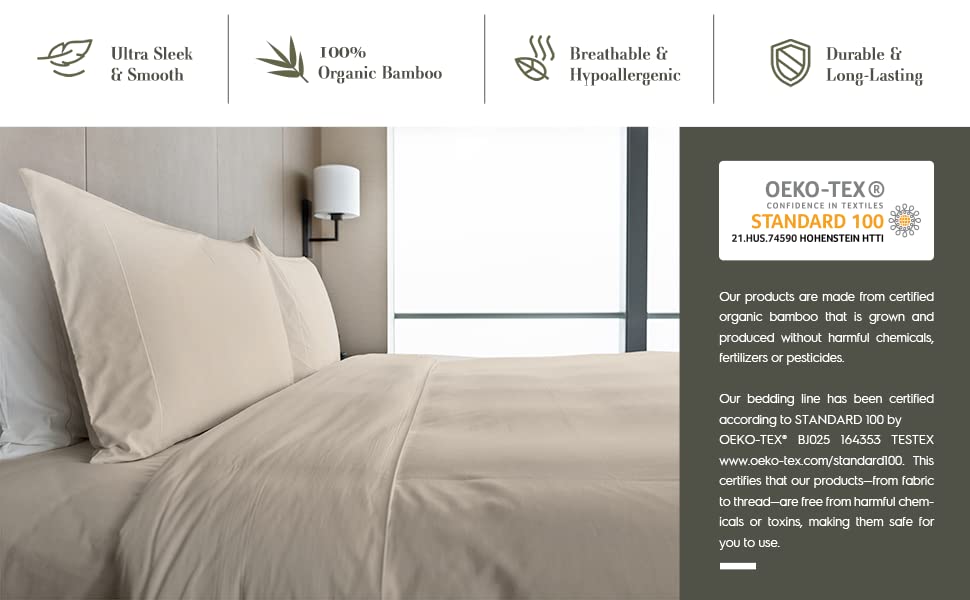 Tafts Bamboo Sheets King Size Bed Sheets 5 Piece Set, Pure 100 Organic