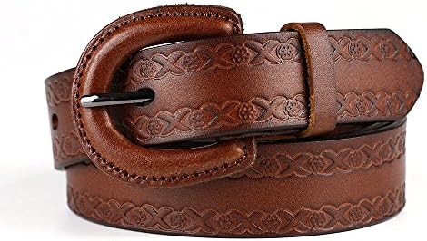 Geremen Women's Nickel Free Brown Belt Handmade Leather Buckle Blet for women M34