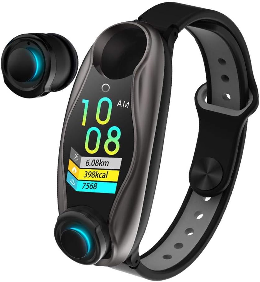 Dacyflower 2019 Newest 2 in 1 Smart Wristbands Wireless Bluetooth 5.0 Earphone,Fitness Tracker Blood Pressure Heart Rate Pedometer Bracelet TWS Mini Invisible Earbuds