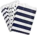 Navy Blue and White Paper Treat Sacks - Chevron Polka Dot Favor Bags - 5.5 x 7.5 Inches - 48 Pack