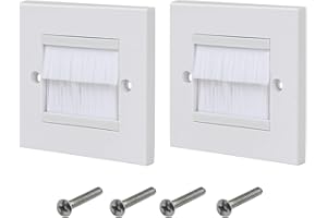 2 Pack Single Gang Brush Wall Plate, Multimedia Cable Pass Through Insert for HDMI, Ethernet, AV, Coaxial & Speaker Wires, Wh