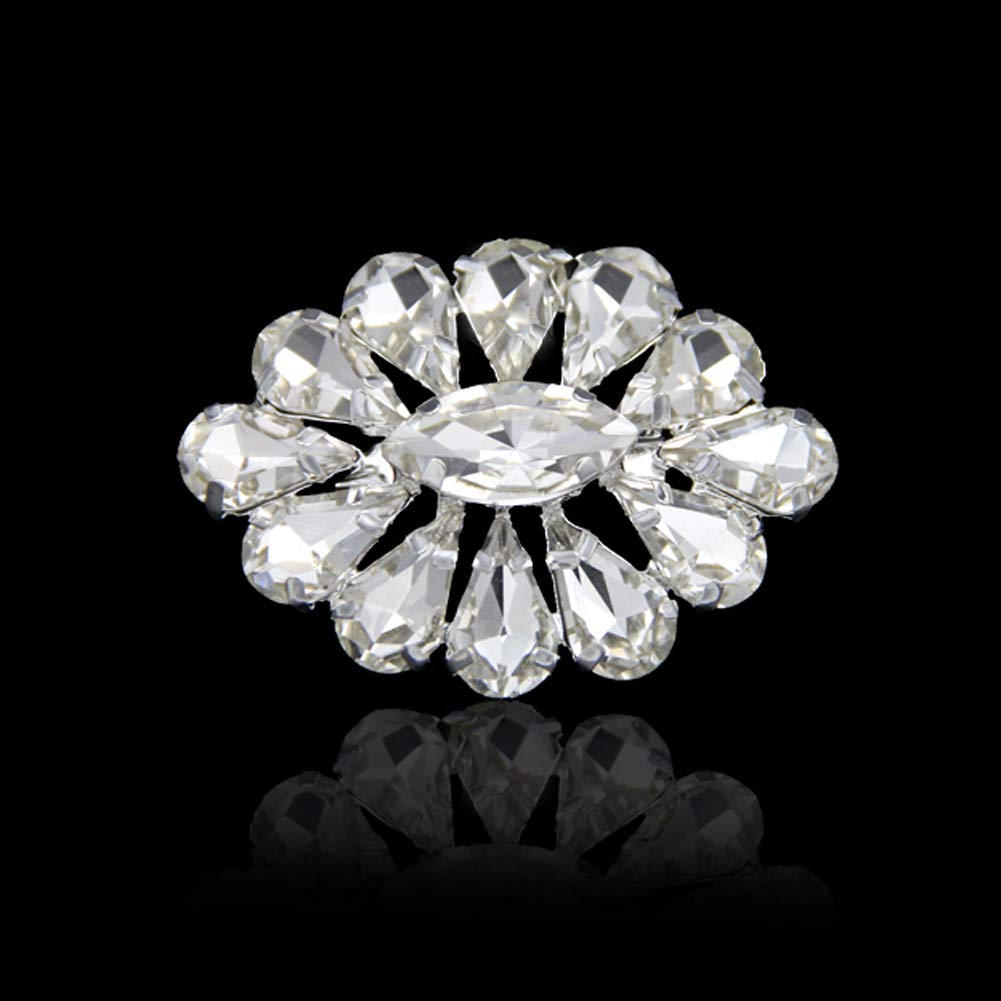 MECHANGE Crystal Rhinestone Geometry Flower Brooch Pins Hollow-Out Breastpin for Women Men Suit Coat Dress Jewelry with Simulated Pearl