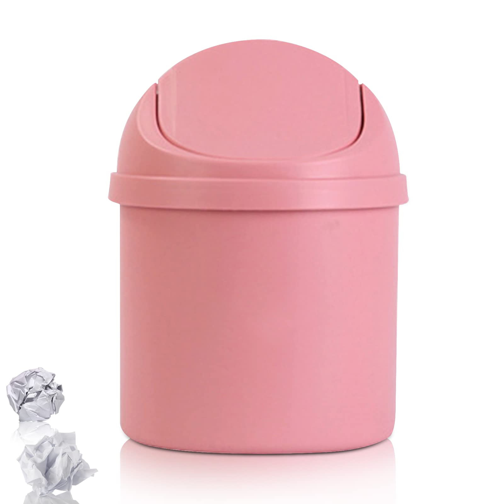 Bathroom Bin with Swing Lid Mini Desktop Trash Can Desktop Trash Bin Mini Press Lid Wastebasket 5.3×7.1in for Family Living Room Bedroom Bathroom Office Car Indoor
