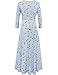Aphratti Womens 3/4 Sleeve Faux Wrap Maxi Dress Floral Fit Flare V Neck Long Dresses Sky Blue Large