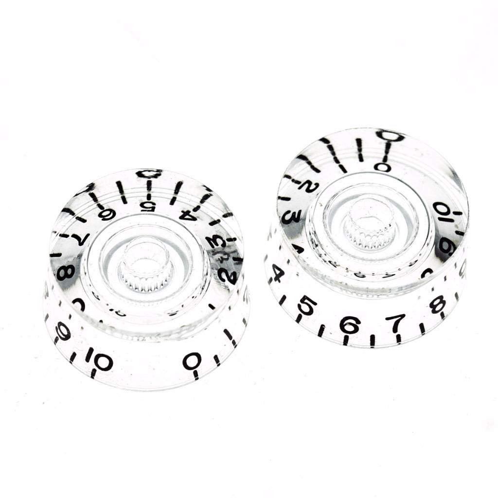 Dopro 2pcs USA(Imperial) LP Guitar Speed Dial Knobs 24 Fine Splines Control Knobs for Les Paul/CTS Pots Clear