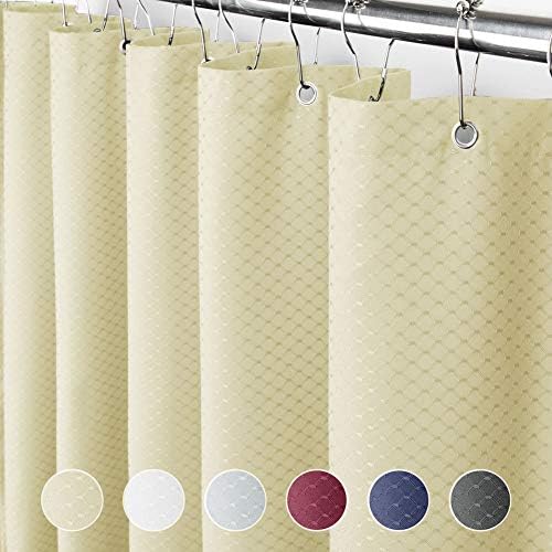 Eforcurtain Heavy Duty Waffle Shower Curtain Hotel, Waterproof and Mildew-Free Bathroom Curtain Fabric, Standard Size 72 By 72-Inch, Beige