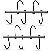 HDYEGY 2Pcs Tack Rack with Swivel Hooks,5 Hook Portable Bridle Rack for Horse Tack Holder Stall and Fence(Black)
