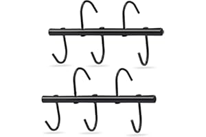 HDYEGY 2Pcs Tack Rack with Swivel Hooks,5 Hook Portable Bridle Rack for Horse Tack Holder Stall and Fence(Black)