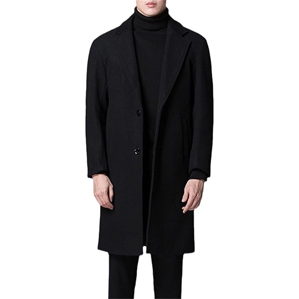 ZYTECO Men's Wool Blend Trench Coat Notched Collar Slim Fit Pea