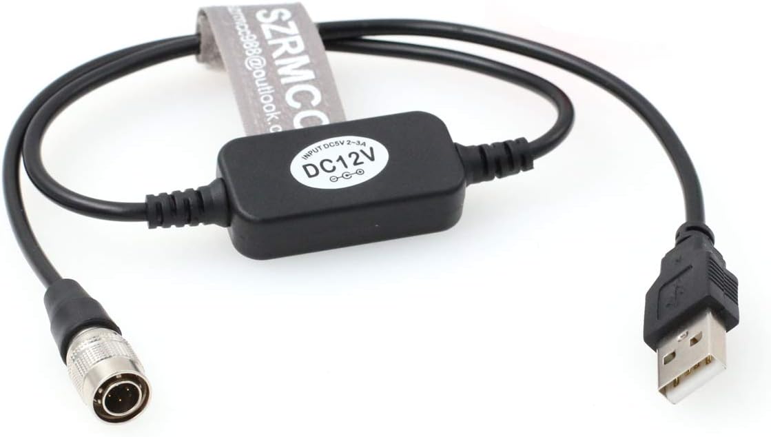 SZRMCC USB 5V 2A Mobile Power Bank to Hirose 4 Pin with Boost 12V Cable for Sound Devices 688 644 633 Zoom F4 F8 Zaxcom