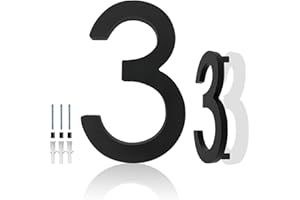 Hvatry House Numbers for Outside, 6 inch Modern Floating Address Numbers for Front Door, Street, Apartment, Farmhouse, High Visibility Numbers Enhance Home's Exterior Charm, Black(House Numbers 3)