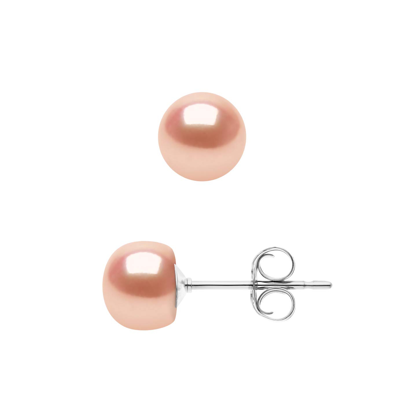 PEARLS & COLORS - Stud Earrings Genuine Freshwater Cultured Pearls - Natural Pink Color - AAA+ Quality - 925 Sterling Silver - Women's Jewellery