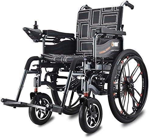RZBB Heavy Duty Electric Wheelchair, Foldable and Lightweight Powered Wheelchair,360° Joystick,Seat Width 46Cm,Weight Capacity 120Kg