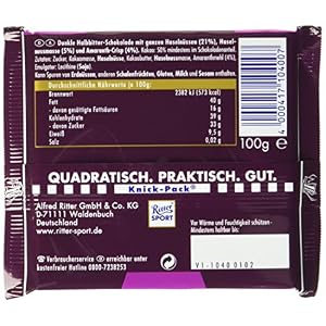 RITTER-SPORT-Dunkle-Voll-Nuss-Amaranth-10-x-100-g-Vegane-Schokolade-mit-ganzen-Haselnuessen-und-Amaranth-verfeinert-Halbbitterschokolade