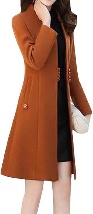 H&E Women's Classic Single-Breasted Wool Blend Slim Fit Overcoat Pea Coat: Amazon.co.uk: Clothing