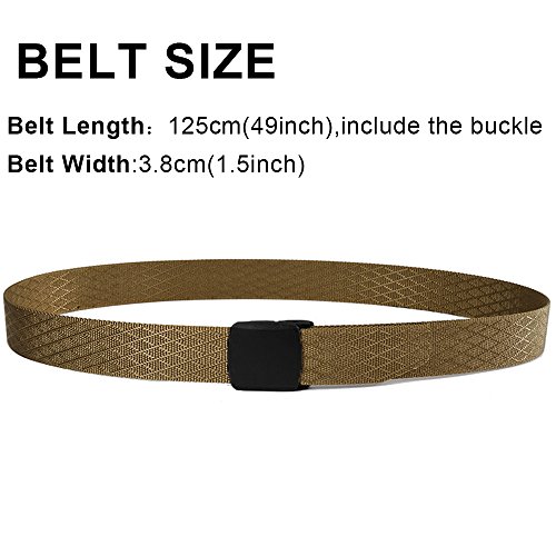 WYuZe Nylon Web Belt Outdoor Men's Military Webbing Brown Belt Plastic Buckle