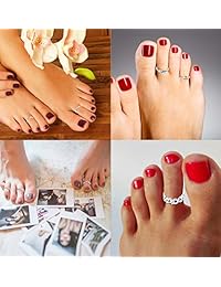 Finrezio - Juego de 8 anillos abiertos para los dedos del pie para mujeres y niñas, anillos ajustables con forma de flor