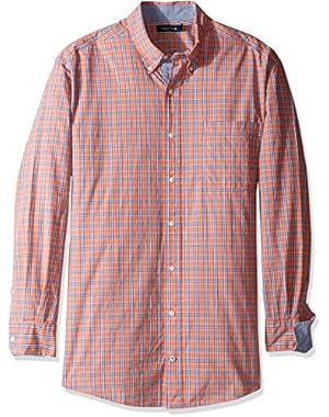 Men's Big and Tall Long Sleeve Medium Plaid Button Down Shirt