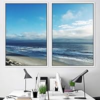2 Piece Framed Canvas Wall Art Coastal Scenery Canvas Prints Home Artwork Decoration for Living Room,Bedroom - 16