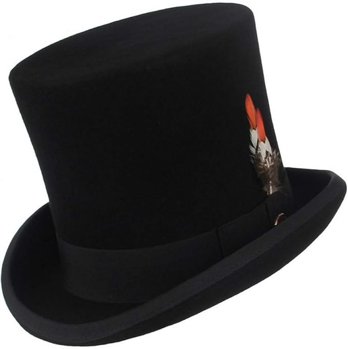 CHENGWJ Cap Fedoras Men Wool Felt Feather Top Hat For Men Women