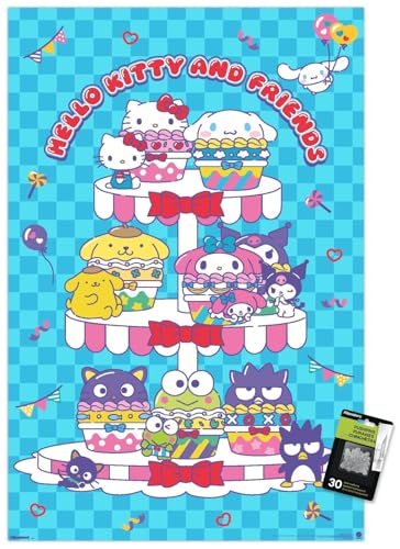 Trends International Hello Kitty and Friends: 25 Sweet Cupcakes - Group Wall Po…