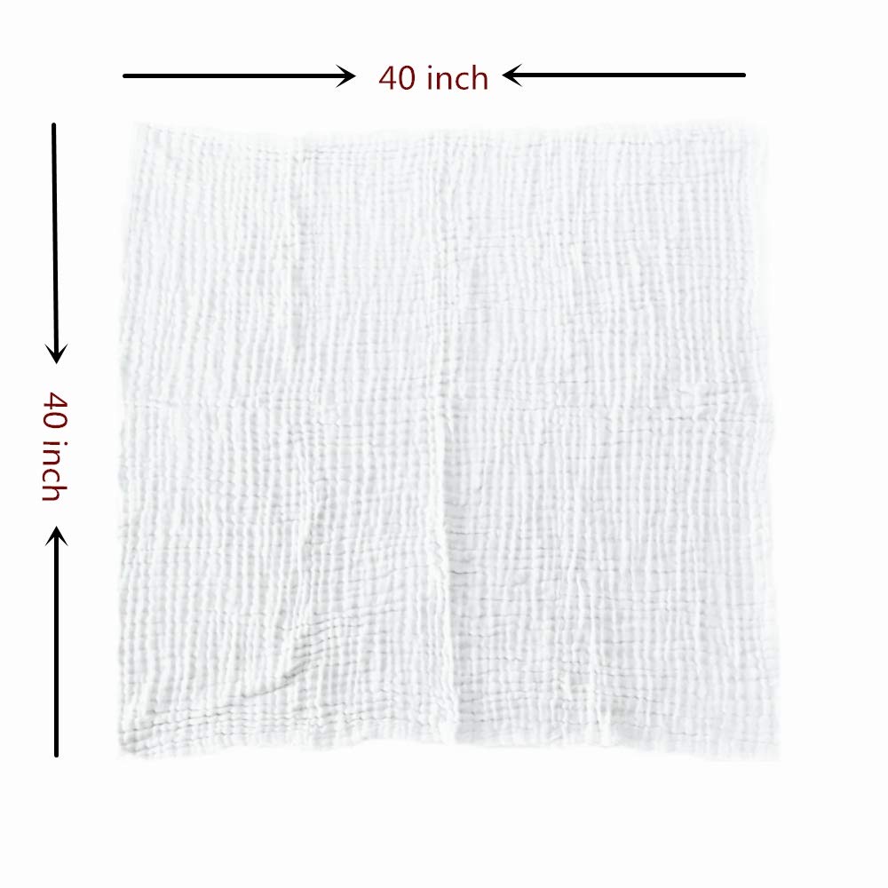 Organic Muslin Baby Towel Cotton Gauze Super Soft Baby Bath Towels 6 Layers Infant Towels Newborn Blanket Suitable for Baby\'s Delicate Skin 40 x 40inches White by Mom\'s Love