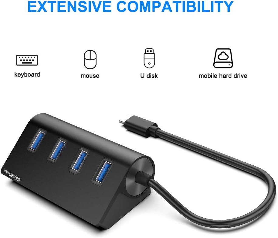 Eletrand Type C USB 3.1 Gen 2 Hub, 10 Gbps SuperSpeed Portable USB Hub Adapter with 4 USB 3.0 Ports & 15 cm USB Cable, for MacBook, Surface Pro, Laptop and More, Compatible with Windows/Mac/Linux: Computers & Accessories