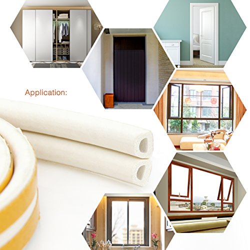 Self-Adhesive EPDM Doors and Windows Draught Excluder Foam Seal Strip Soundproofing Collision Avoidance Rubber Weatherstrip 50 Feet (D White)