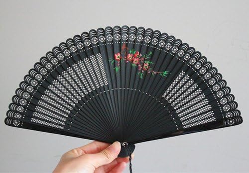 BUYDEAL Folding Hand Hand Fan Handheld Folding Fans Wedding Party Gift Supply (Black)