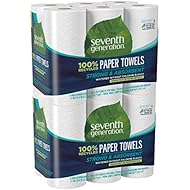 Seventh Generation Paper Towels, 100% Recycled Paper, 2-ply, 6 Roll, 2 Pack (12 Rolls)
