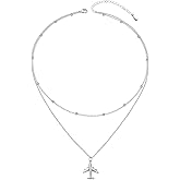 Airplane Necklace 925 Sterling Silver Layered Choker Necklace for Women Airplane Jewelry Y-shaped Pendant Mother's Day Christmas Gift