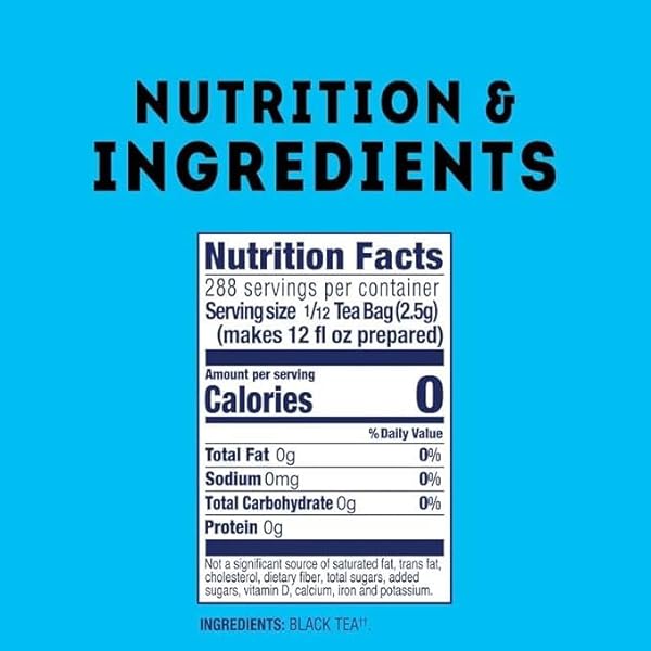 LIPTON UNSWEETENED ICED TEA BAGS, GALLON-SIZED ZERO CALORIES, 24 TOTAL TEA BAGS