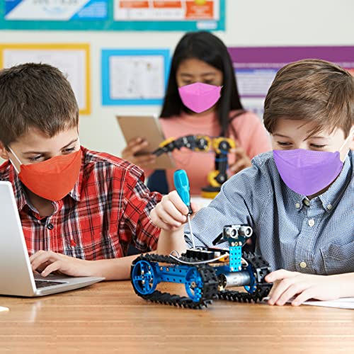 Kids KF94 Masks for Children, Individually Wrapped Colored Mask for Boys Girls, Kid Sized Small Mask Design for Petite Face, 4 Ply Filter Protective Breathable Comfortable Snug Fitting Mask for School - 10 Packs