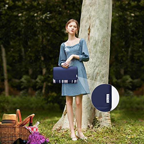Picnic Blanket, 80"x60" Waterproof Camping Portable mat - with Picnic Recipes XL Large Blue (Portable)