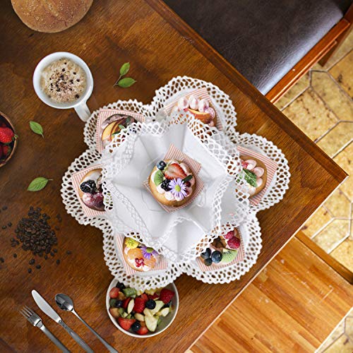 Artisan Bread Basket 14” | 100% Handmade and Embroidered Ao Poi with Luxury Cotton - Elegant Bread, Bun, Muffin, Cookies, Biscuit, Bagel WARMER AND BASKET