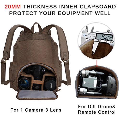 CADeN Camera Backpack Waterproof Vintage Canvas Camera Bag Case for